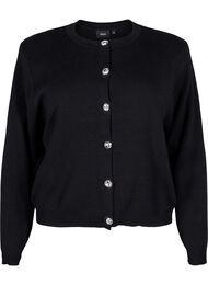 Knitted cardigan with decorative buttons, Black, Packshot