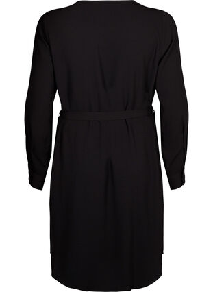 Zizzifashion Long-sleeved dress with tie string, Black, Packshot image number 1