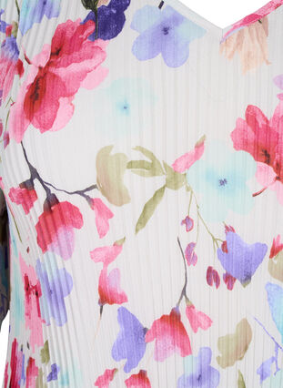 Zizzifashion Pleated floral blouse, White/MultiFlowerAOP, Packshot image number 2