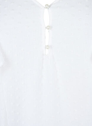 Zizzifashion Blouse with dotted texture and short sleeves, Bright White, Packshot image number 2