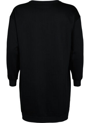 Zizzifashion Sweat dress with embroidered details, Black, Packshot image number 1