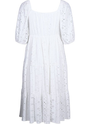Zizzifashion Maxi dress with lace pattern and a square neckline, Bright White, Packshot image number 1