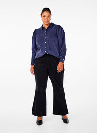 Bootcut corduroy pants with a high waist, Black, Model