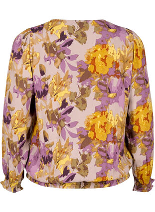 Zizzifashion Smock blouse with floral print, Purple Flower, Packshot image number 1