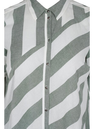 Zizzifashion Short-sleeved cotton shirt dress with stripes, Thyme Stripe, Packshot image number 2