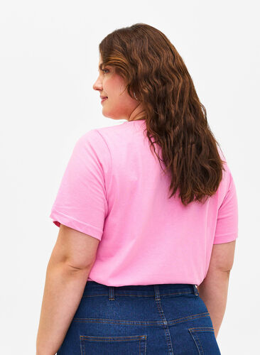 Zizzifashion FLASH - T-shirt with v-neck, Begonia Pink, Model image number 1