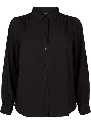 Zizzifashion Solid colour shirt with collar, Black, Packshot image number 0