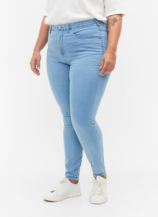 Zizzifashion Super slim Amy jeans with high waist, Ex Lt Blue, Model image number 2