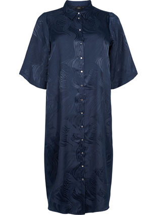 Zizzifashion Long shirt dress with tone-on-tone pattern, Night Sky, Packshot image number 0