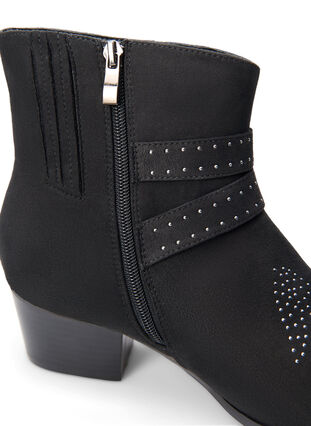 Zizzifashion Wide fit - Short boot with studs and buckles, Black, Packshot image number 4