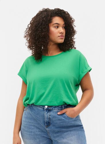 Zizzifashion Short sleeve cotton blend T-shirt, Kelly Green, Model image number 0