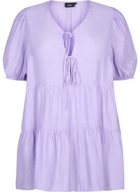 A-line viscose tunic with lace-up detail