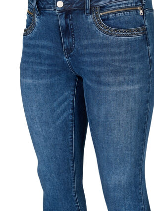 Zizzifashion Super slim Sanna jeans with stud details, Blue Denim, Packshot image number 2