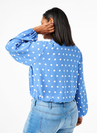 Zizzifashion Dotted shirt with ruffles, River S. White Dot, Model image number 1