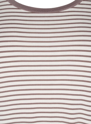 Zizzifashion Striped T-shirt in lyocell with round neck, Ant White Walnut St, Packshot image number 2