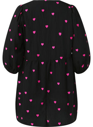 Zizzifashion Tunic with hearts and 3/4 sleeves, Black Emb. Heart, Packshot image number 1