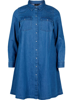 Zizzifashion Denim dress with buttons, Blue Denim, Packshot image number 0