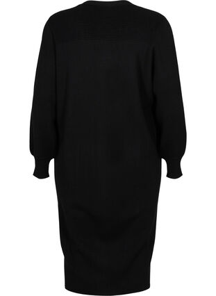 Zizzifashion Long knitted cardigan with pockets, Black, Packshot image number 1