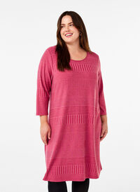 Dress with 3/4 sleeves and striped pattern, Malaga Mel., Model