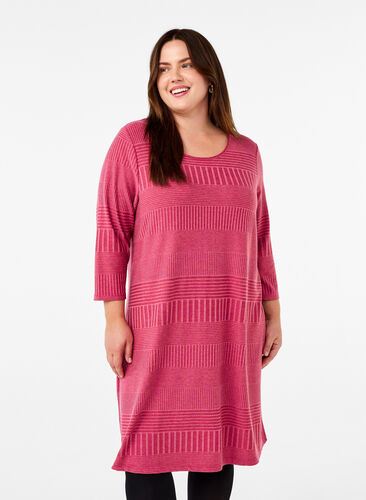 Zizzifashion Dress with 3/4 sleeves and striped pattern, Malaga Mel., Model image number 0