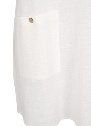 Zizzifashion 3/4 sleeve cotton blend tunic with linen, Off-White, Packshot image number 3