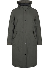 Parka coat with hood and adjustable waist