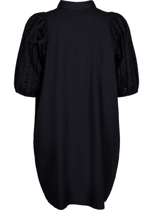 Zizzifashion Cotton shirt dress with broderie anglaise, Black, Packshot image number 1