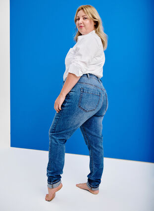 Zizzifashion Amy jeans with a high waist and super slim fit, Light Blue, Image image number 0