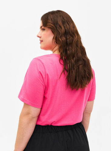 Zizzifashion FLASH - T-shirt with round neck, Hot Pink, Model image number 1