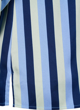 Zizzifashion Striped satin shirt with collar, Blue Stripe, Packshot image number 4