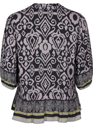 Zizzifashion Blouse with print and 3/4 sleeves, Black AOP, Packshot image number 1