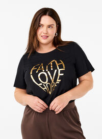FLASH - T-shirt with motif, Black Gold Faith, Model