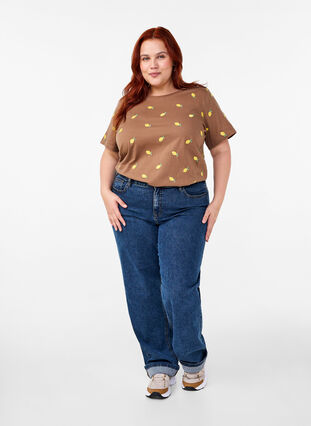 Zizzifashion Organic cotton T-shirt with lemons, Coca M. Lemon Emb., Model image number 2