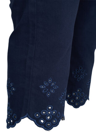 Zizzifashion Capris with broderie anglaise, Dark Blue, Packshot image number 3