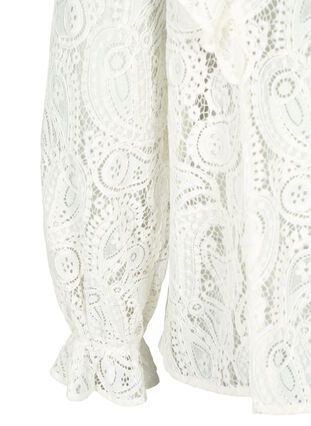 Zizzifashion Lace shirt blouse with ruffle detail, Snow White, Packshot image number 4