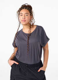 Short sleeve cotton blend T-shirt, Asphalt, Model
