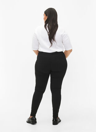 Zizzifashion Tight-fitting trousers with zip details, Black, Model image number 1