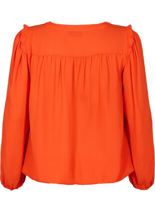 Zizzifashion Long-sleeved blouse with frilled details (GRS), Orange.com, Packshot image number 1