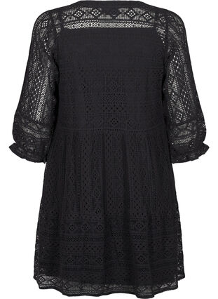 Zizzifashion Short lace dress with 3/4 sleeves, Black, Packshot image number 1