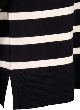 Zizzifashion 3/4 sleeve knitted blouse with stripes, Black Birch Stripes, Packshot image number 3