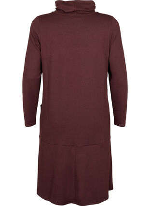 Zizzifashion Jersey dress with high neck and pockets, Fudge, Packshot image number 1