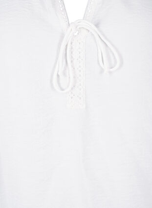 Zizzifashion Short-sleeved viscose blouse with ruffle details, Bright White, Packshot image number 2