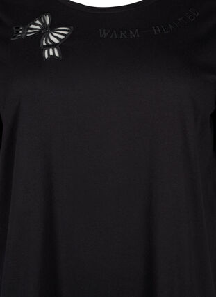 Zizzifashion Organic cotton T-shirt with bow detail, Black, Packshot image number 2