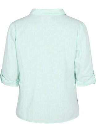 Zizzifashion Shirt blouse with button closure in cotton-linen blend, Brook Green, Packshot image number 1