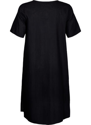 Zizzifashion Cotton blend kaftan dress with linen, Black, Packshot image number 1