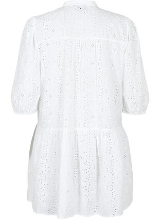 Zizzifashion Embroidery anglaise shirt dress in cotton, Bright White, Packshot image number 1