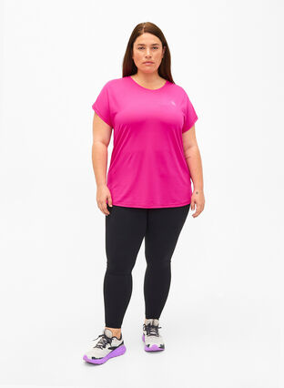 Zizzifashion Short-sleeved workout t-shirt, Neon Pink Glo, Model image number 2