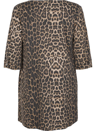 Zizzifashion Denim dress with leopard print, Leo AOP, Packshot image number 1