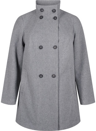 Zizzifashion Short trench coat with an A-line, Light Grey Melange, Packshot image number 0