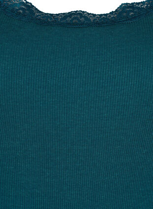 Zizzifashion Top with lace trim, Deep Teal, Packshot image number 2